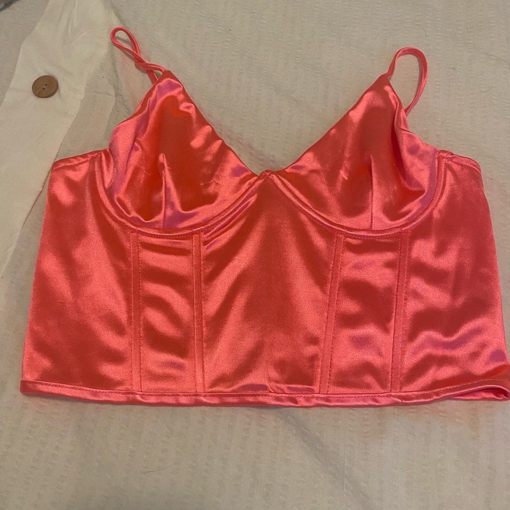 Hot pink satin bustier NWOT